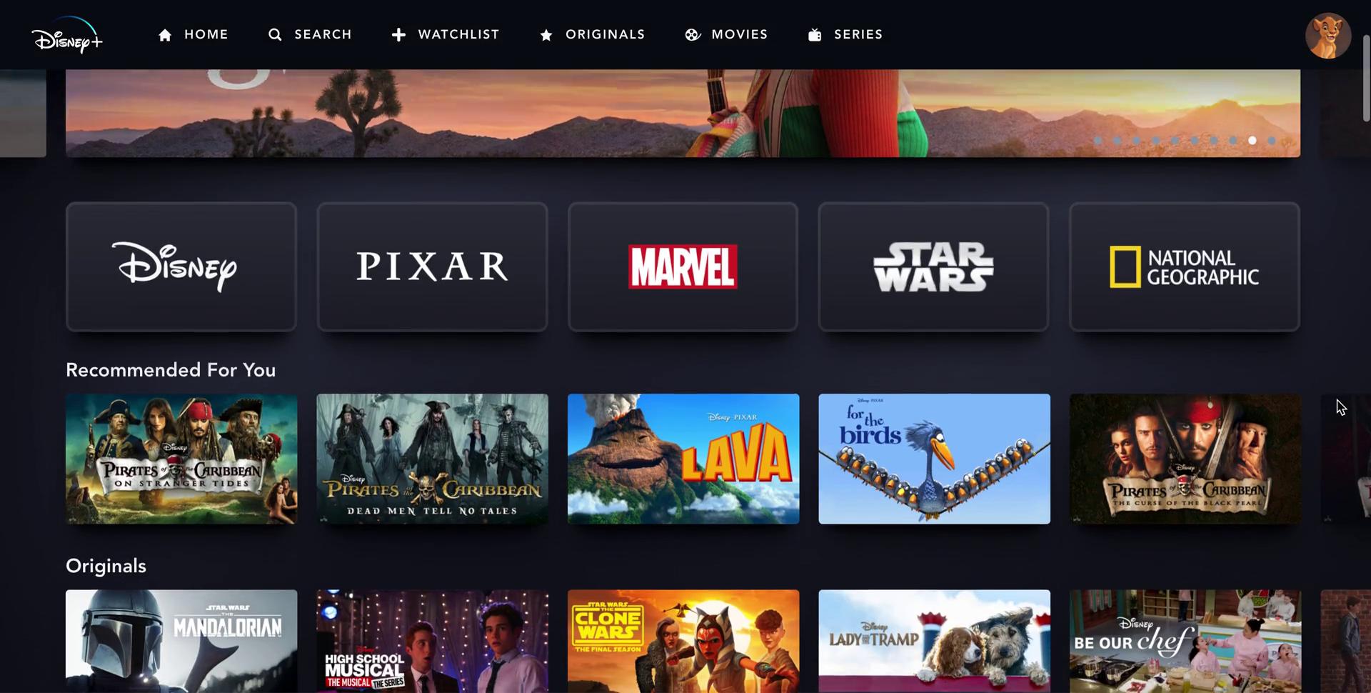 Discovering content on Disney+ Desktop Examples | Page Flows (video & 7 ...