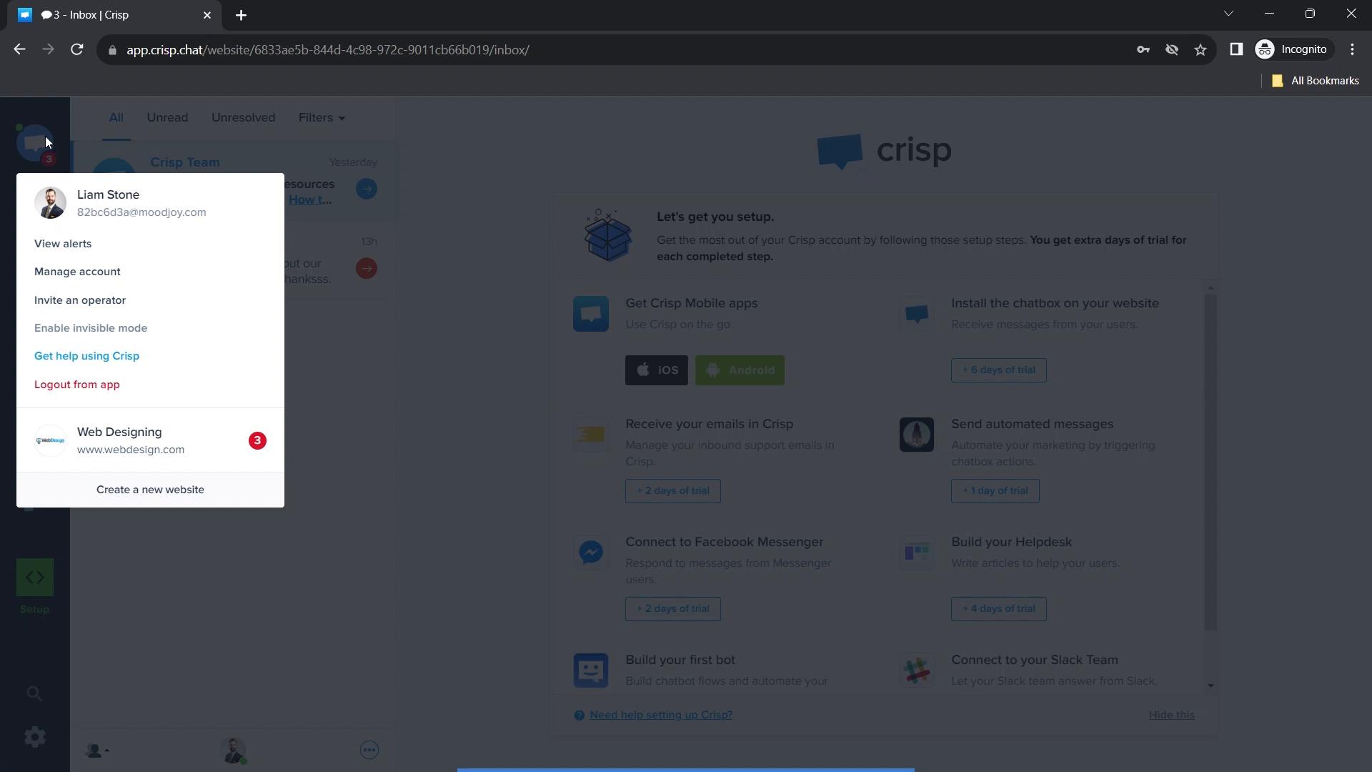 Inviting people on Crisp video screenshot