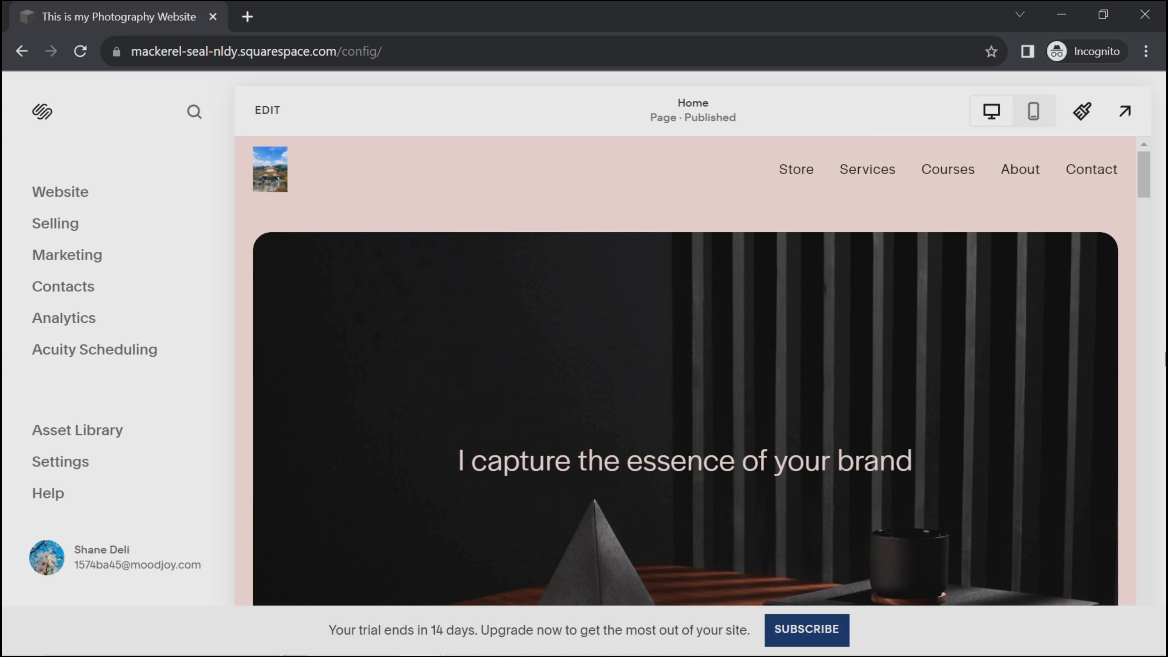 Screenshot of Creating an email campaign on Squarespace