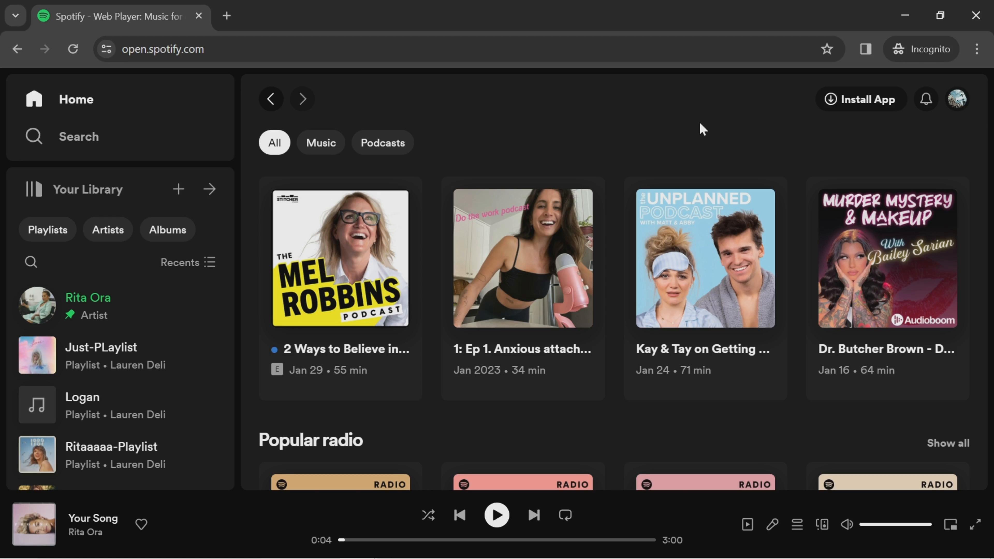 Reporting content on Spotify video screenshot