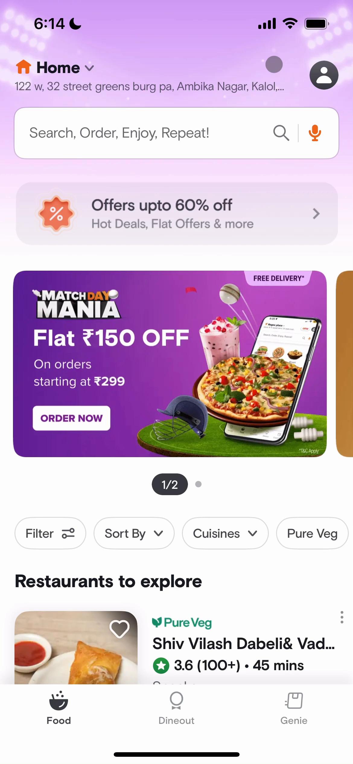 Screenshot of Leaving a review on Swiggy