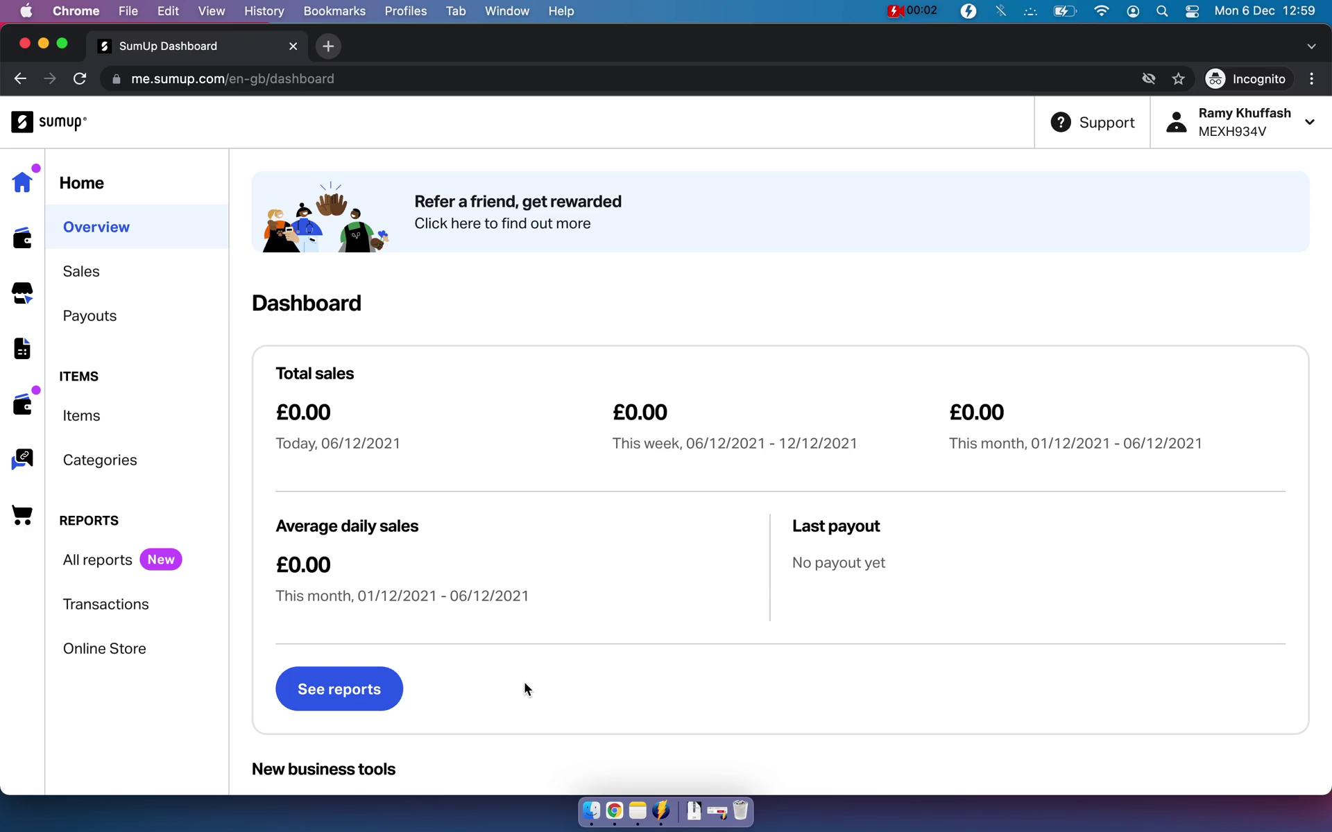 Screenshot of Creating an invoice on SumUp