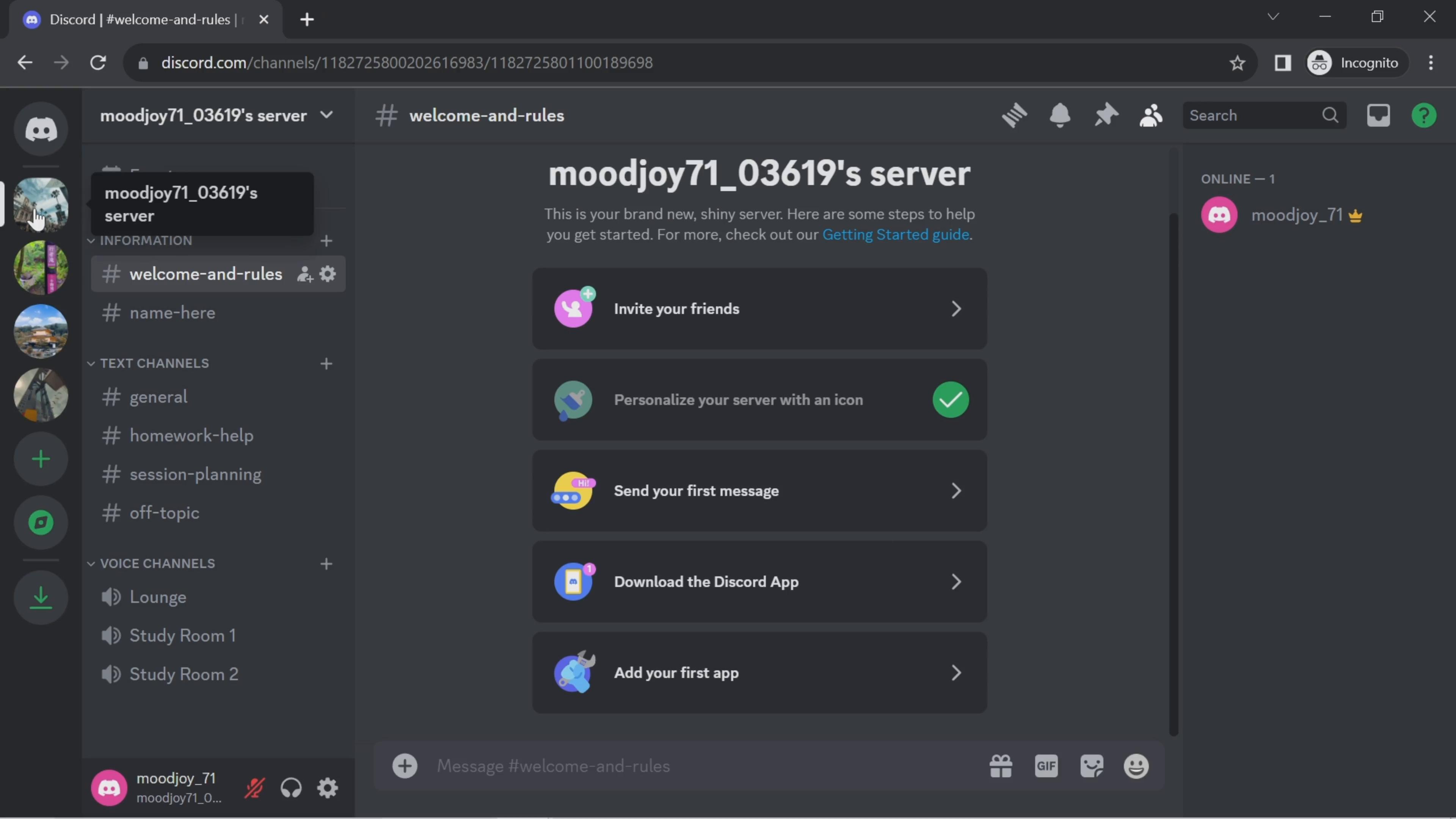 Screenshot of Creating a server template on Discord