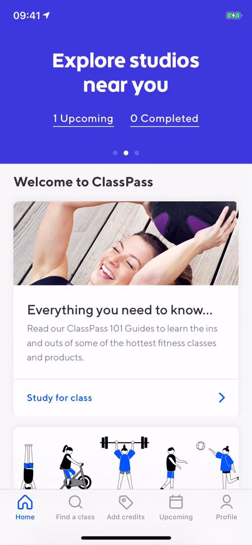 Screenshot of Searching on ClassPass