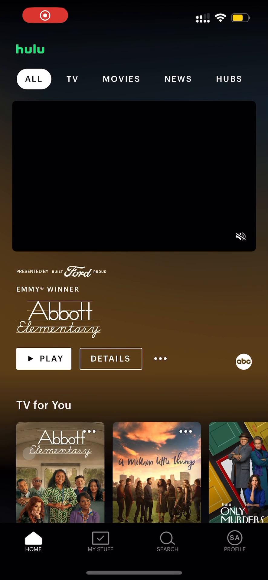Screenshot of Saving on Hulu