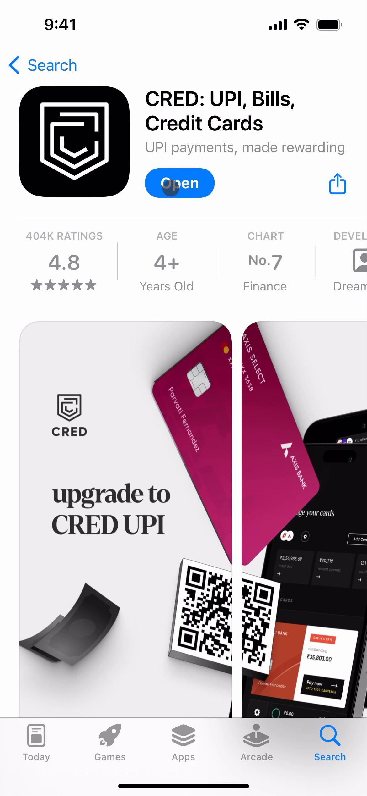 Screenshot of Onboarding on CRED