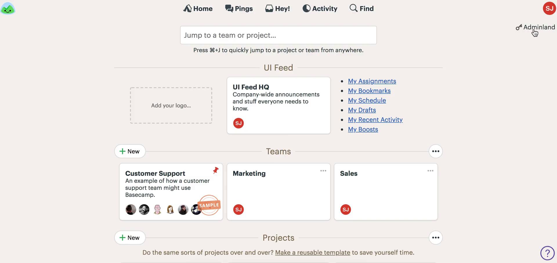 Screenshot of Inviting people on Basecamp