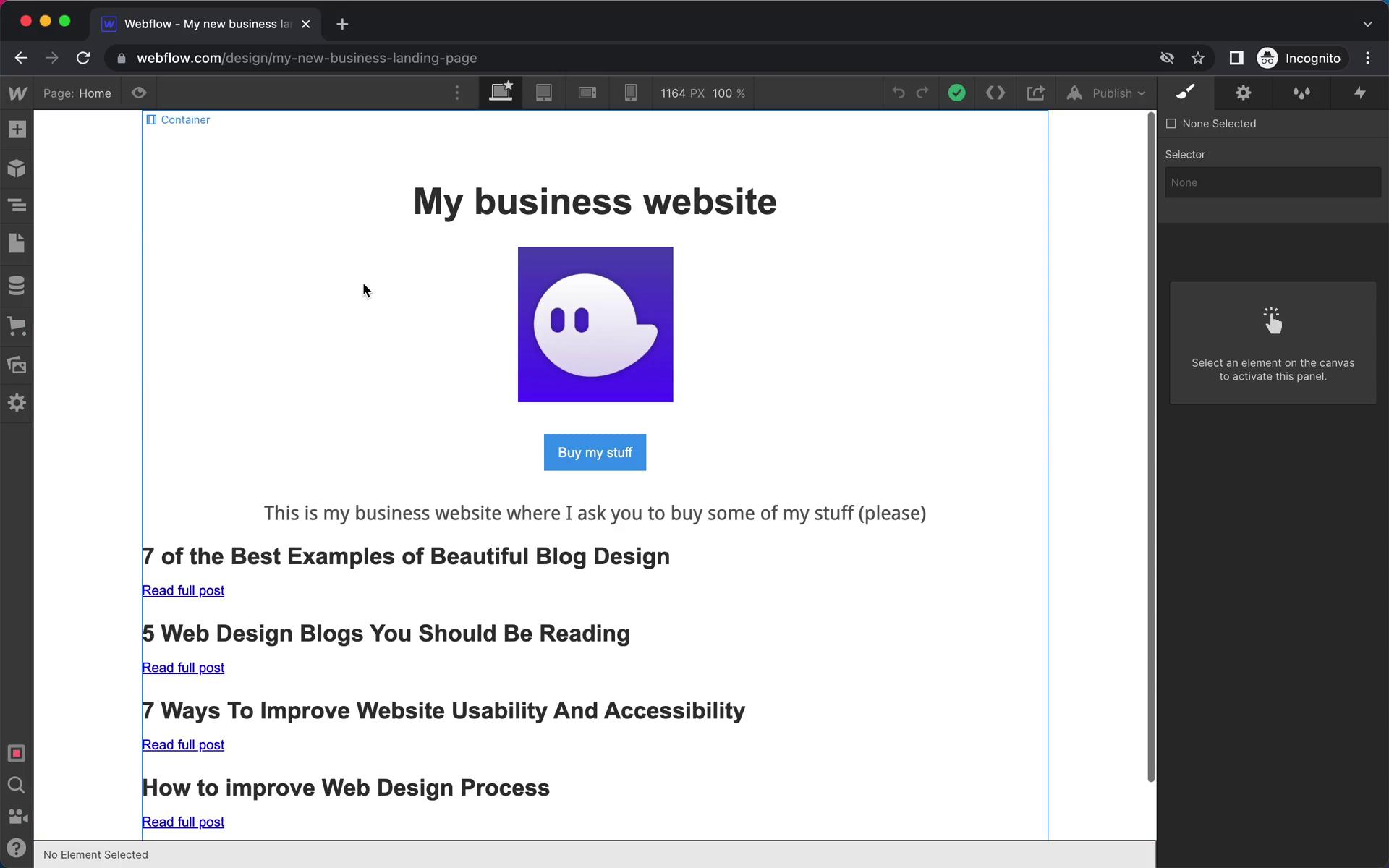 Creating a post on Webflow video screenshot