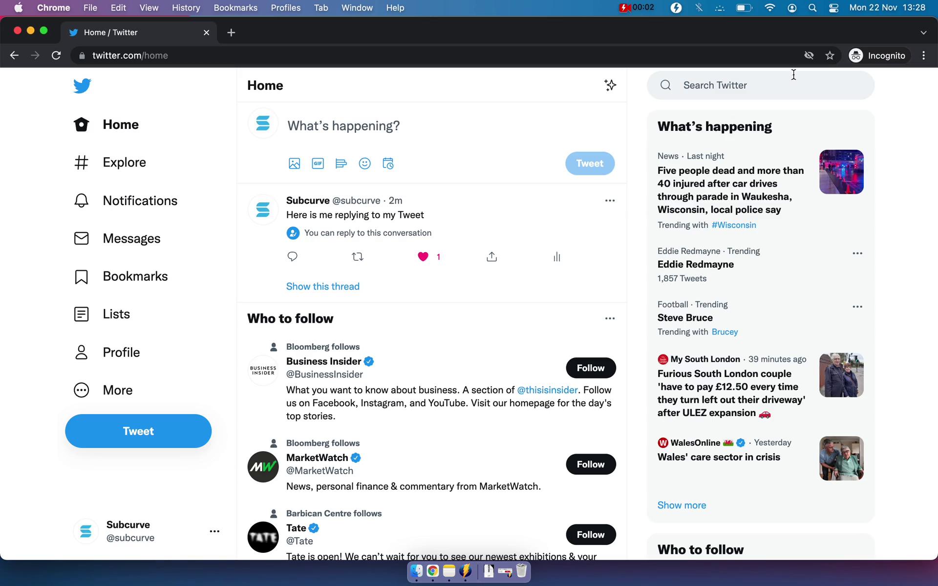 Screenshot of Searching on Twitter