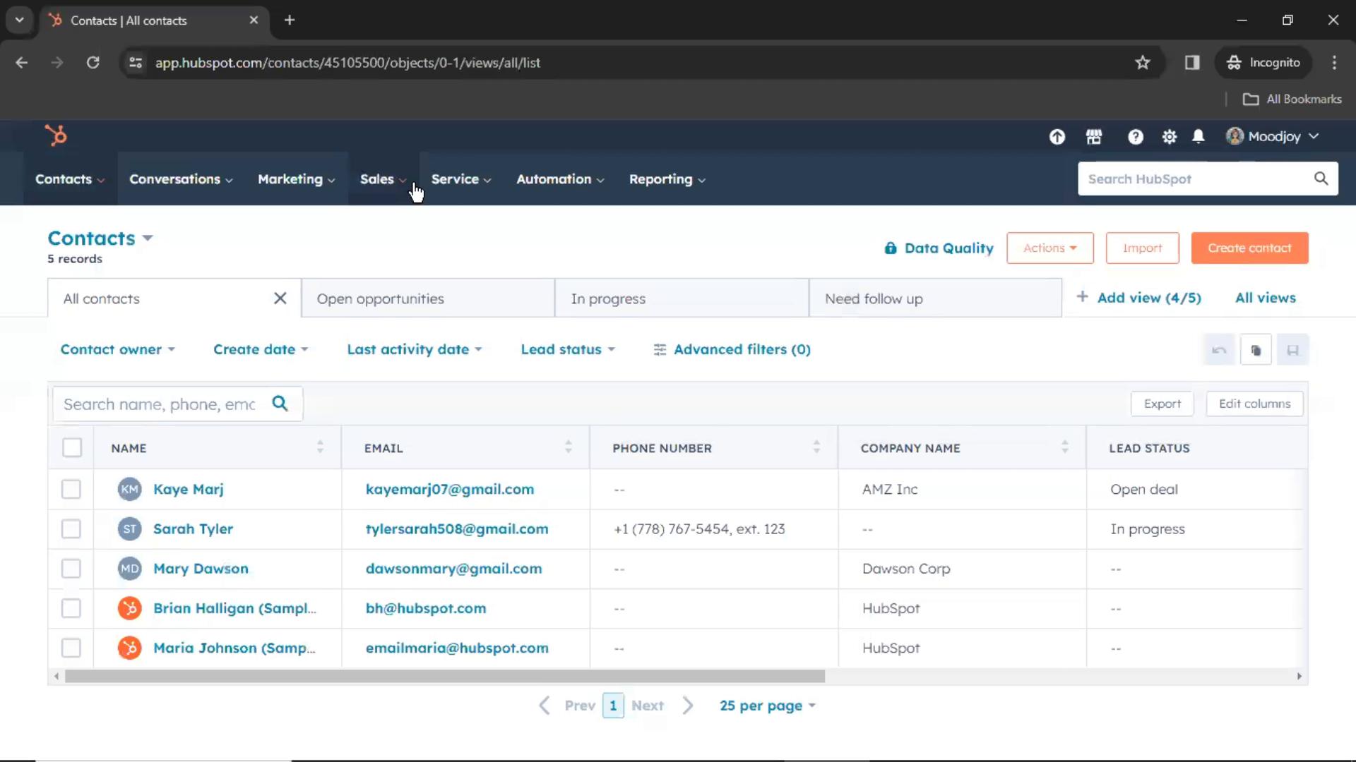 Screenshot of Creating a task on HubSpot CRM