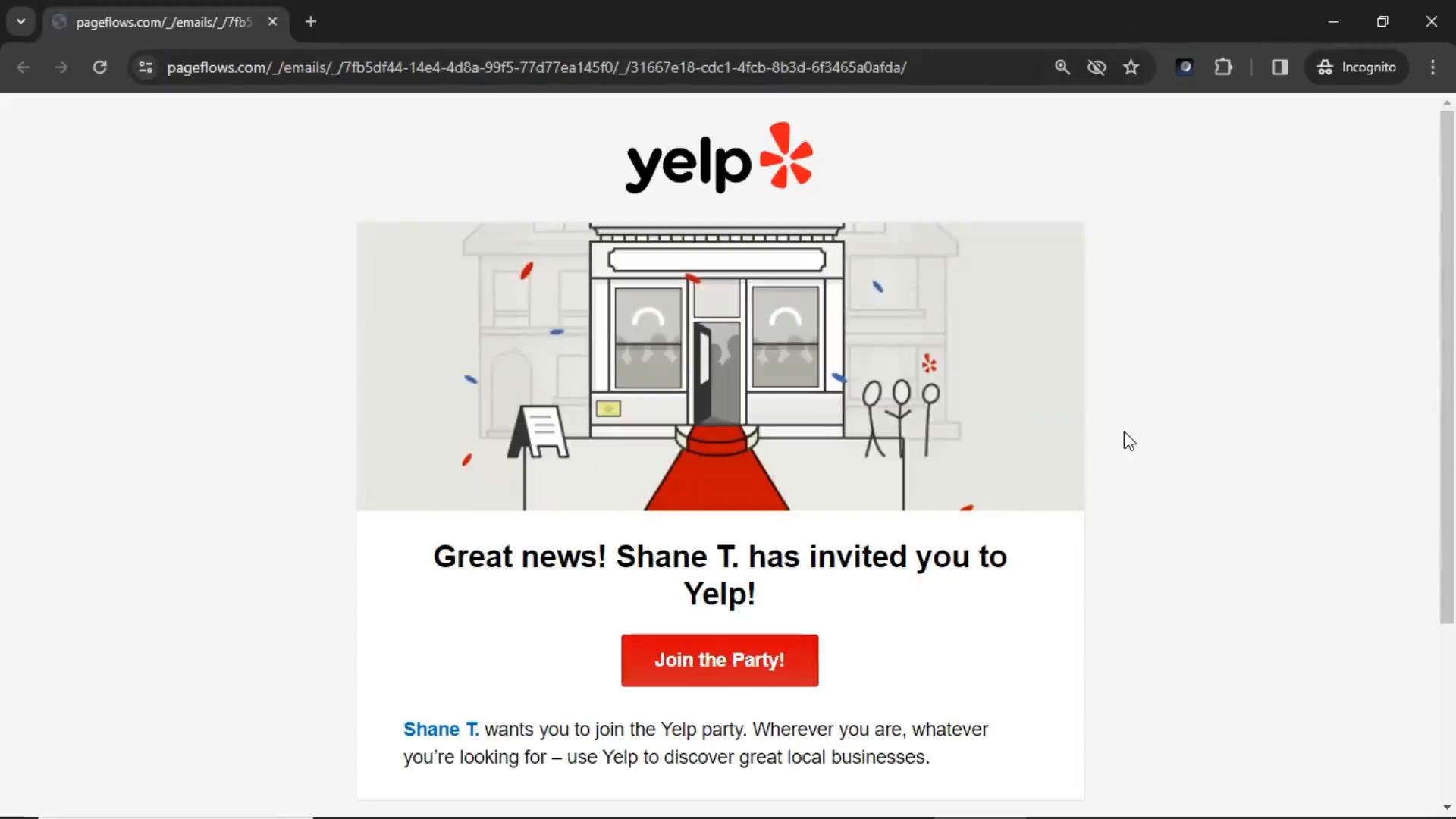 Accepting an invite on Yelp video screenshot