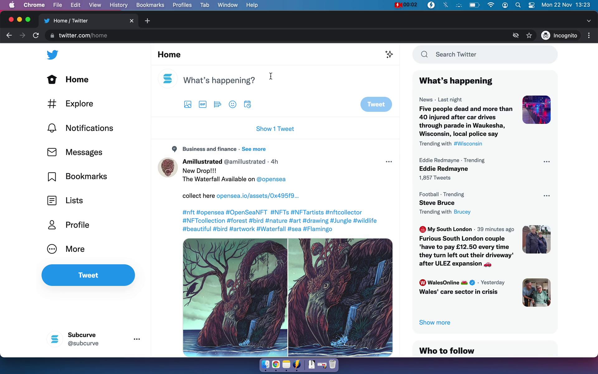 Screenshot of Creating a post on Twitter