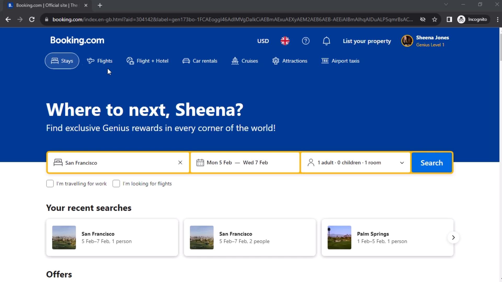 Screenshot of General browsing on Booking.com