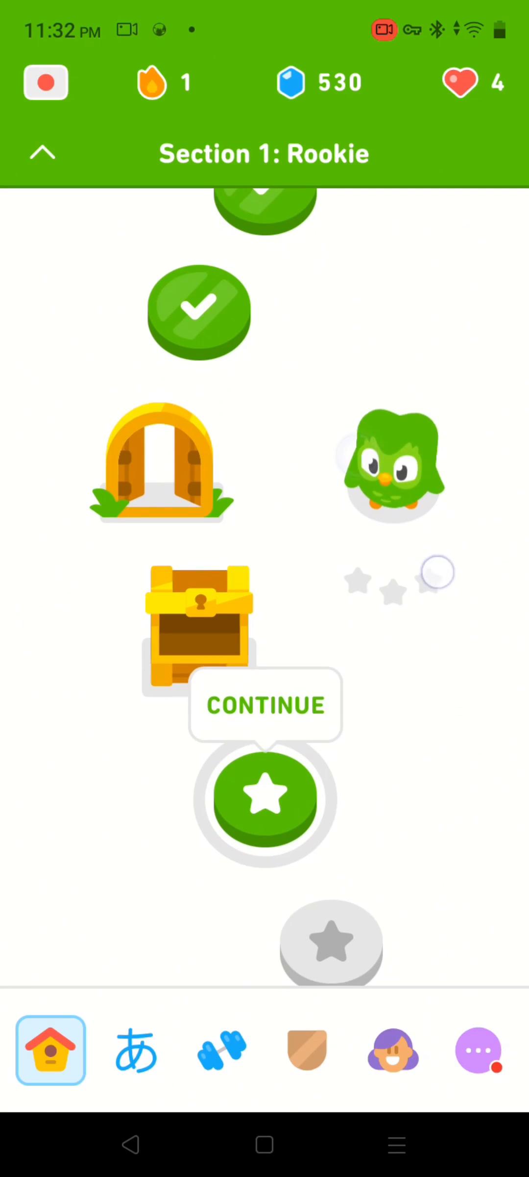 Screenshot of Learning on Duolingo