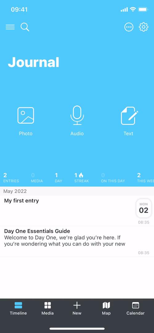 Screenshot of Reminders on Day One