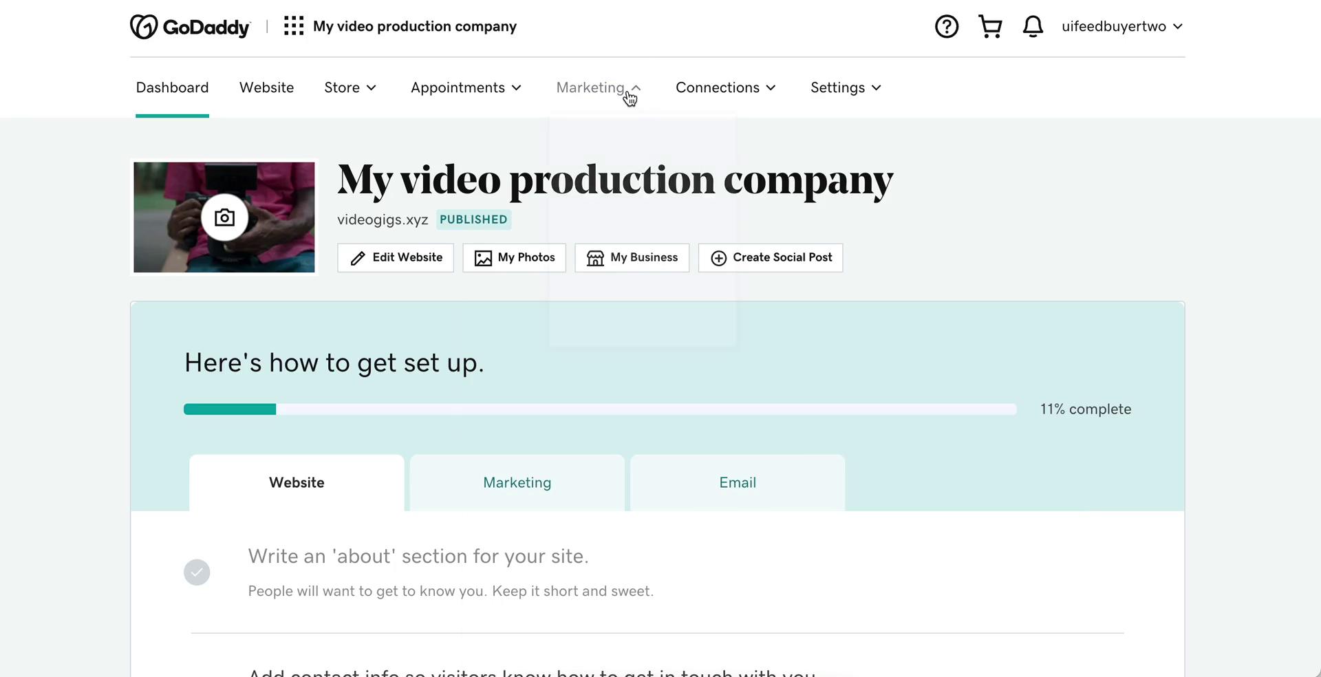 Creating an email campaign on GoDaddy video screenshot