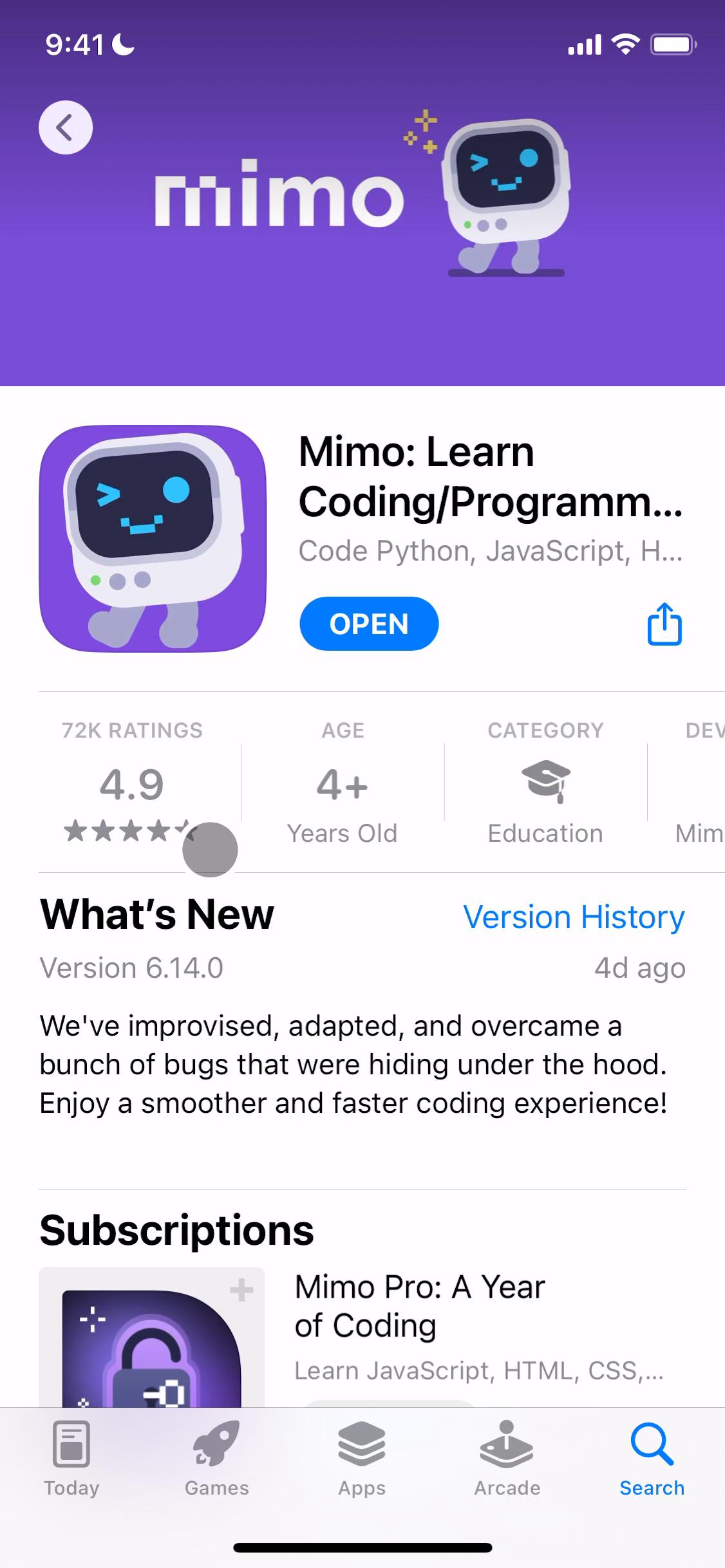 Screenshot of Onboarding on Mimo