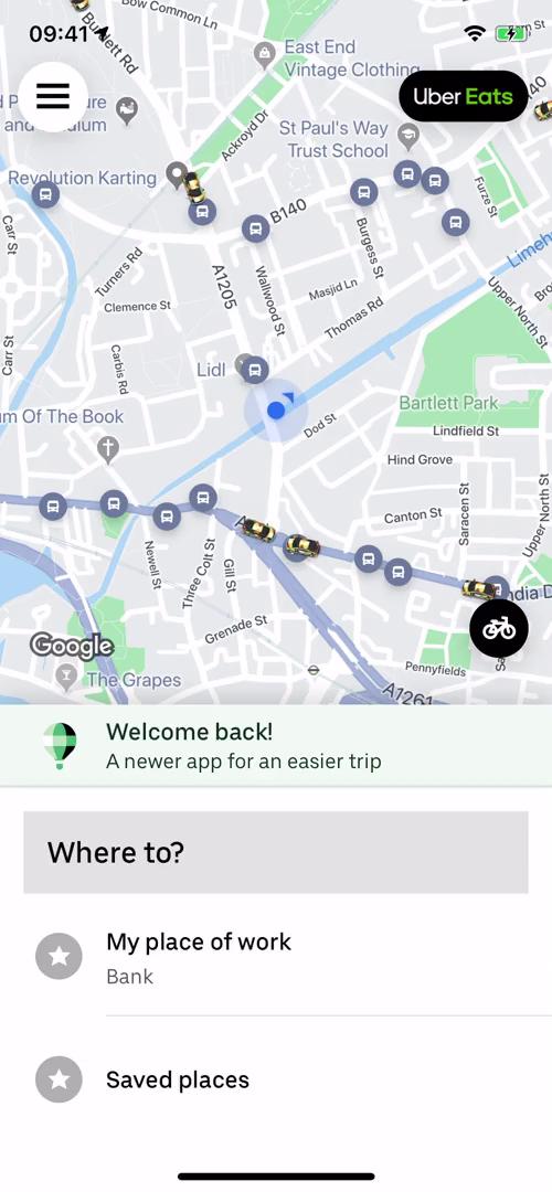 Transit routes on Uber video screenshot