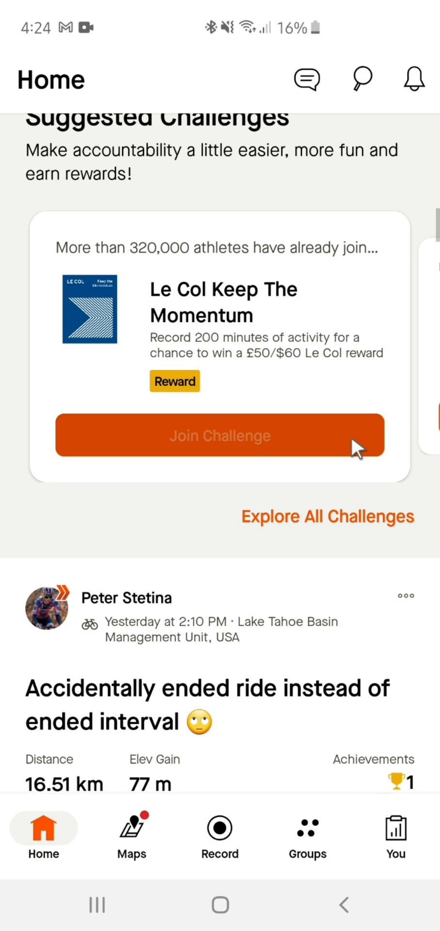 Adding favorites on Strava video thumbnail