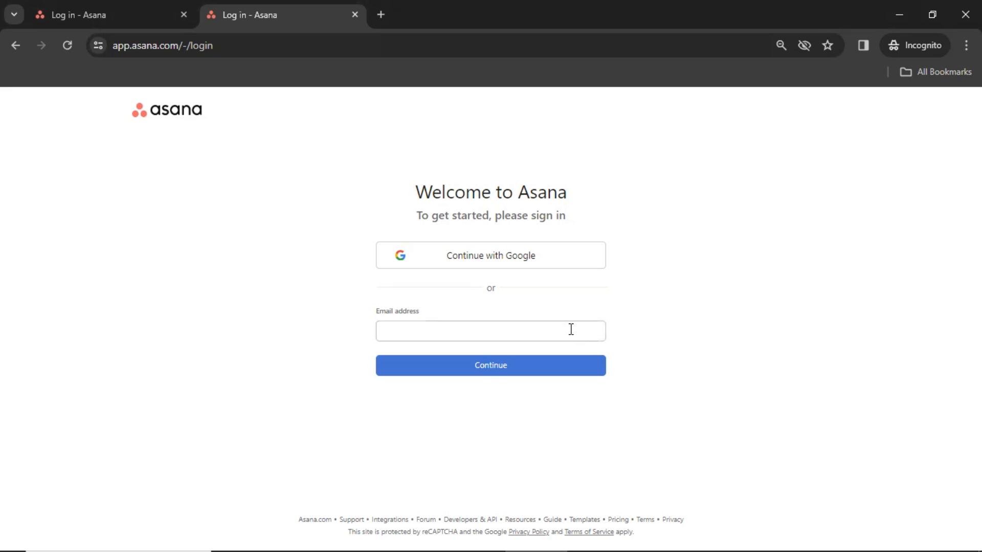 Resetting password on Asana video screenshot