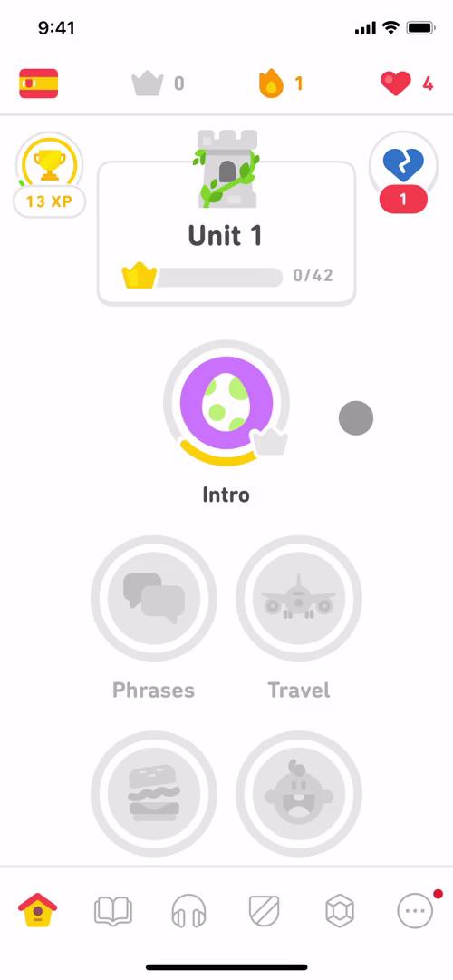 Screenshot of Upgrading your account on Duolingo