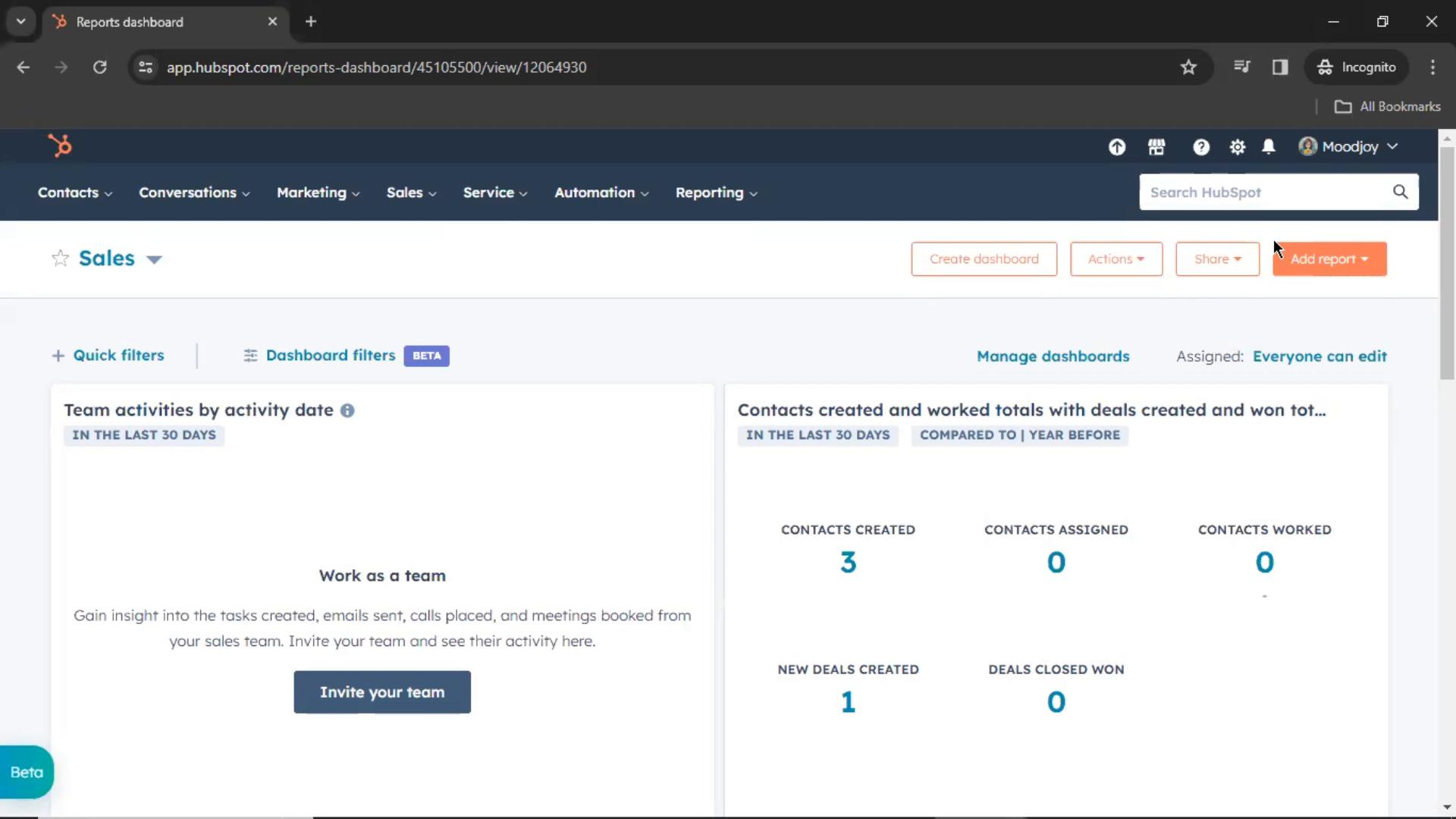 Screenshot of Logging out on HubSpot CRM