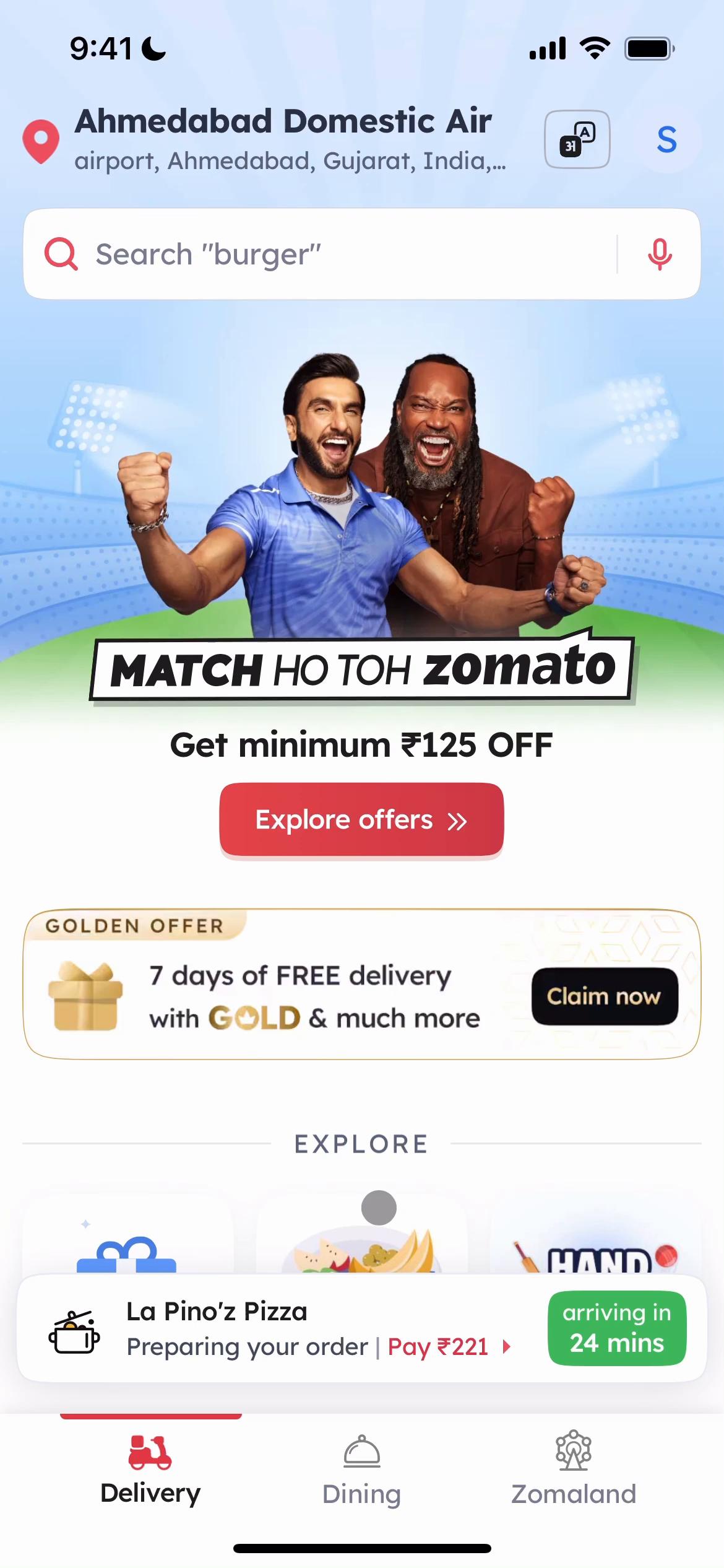 Screenshot of Booking a table on Zomato