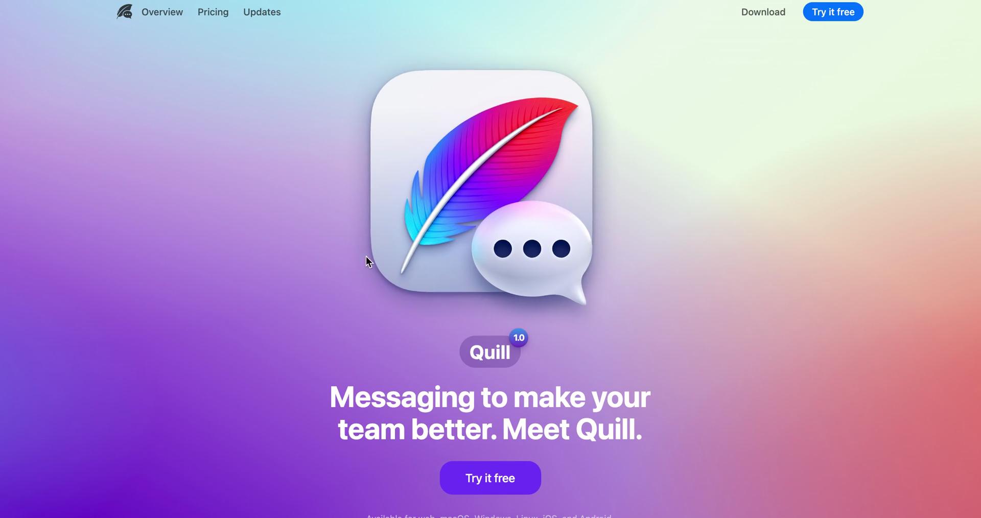 Screenshot of Onboarding on Quill