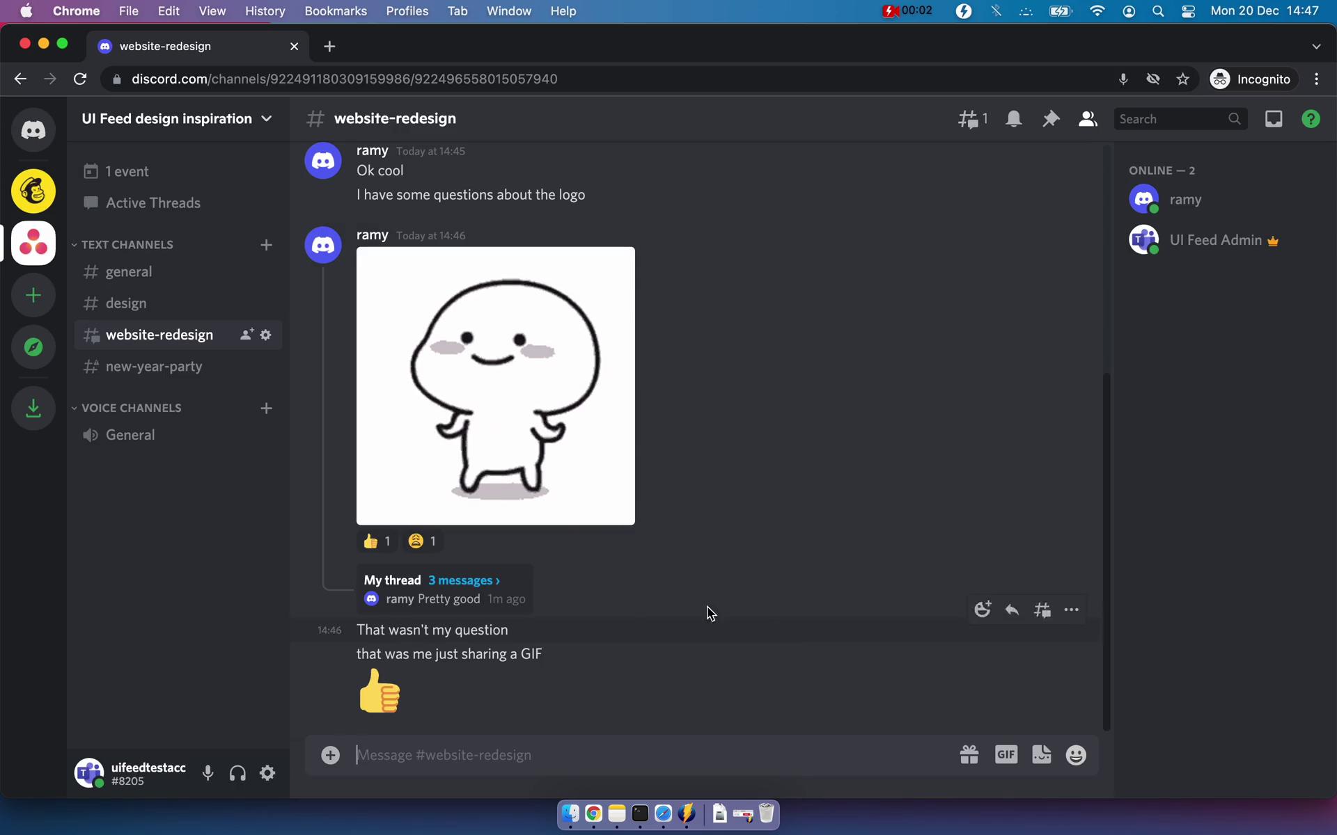 Screenshot of Chat on Discord