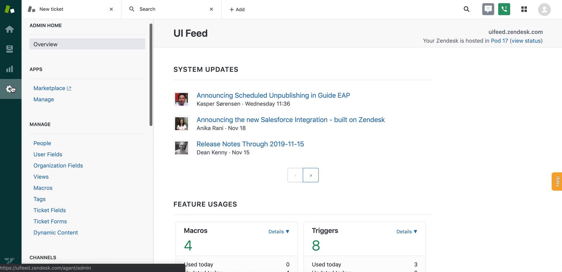 Screenshot of Creating an automation workflow on Zendesk