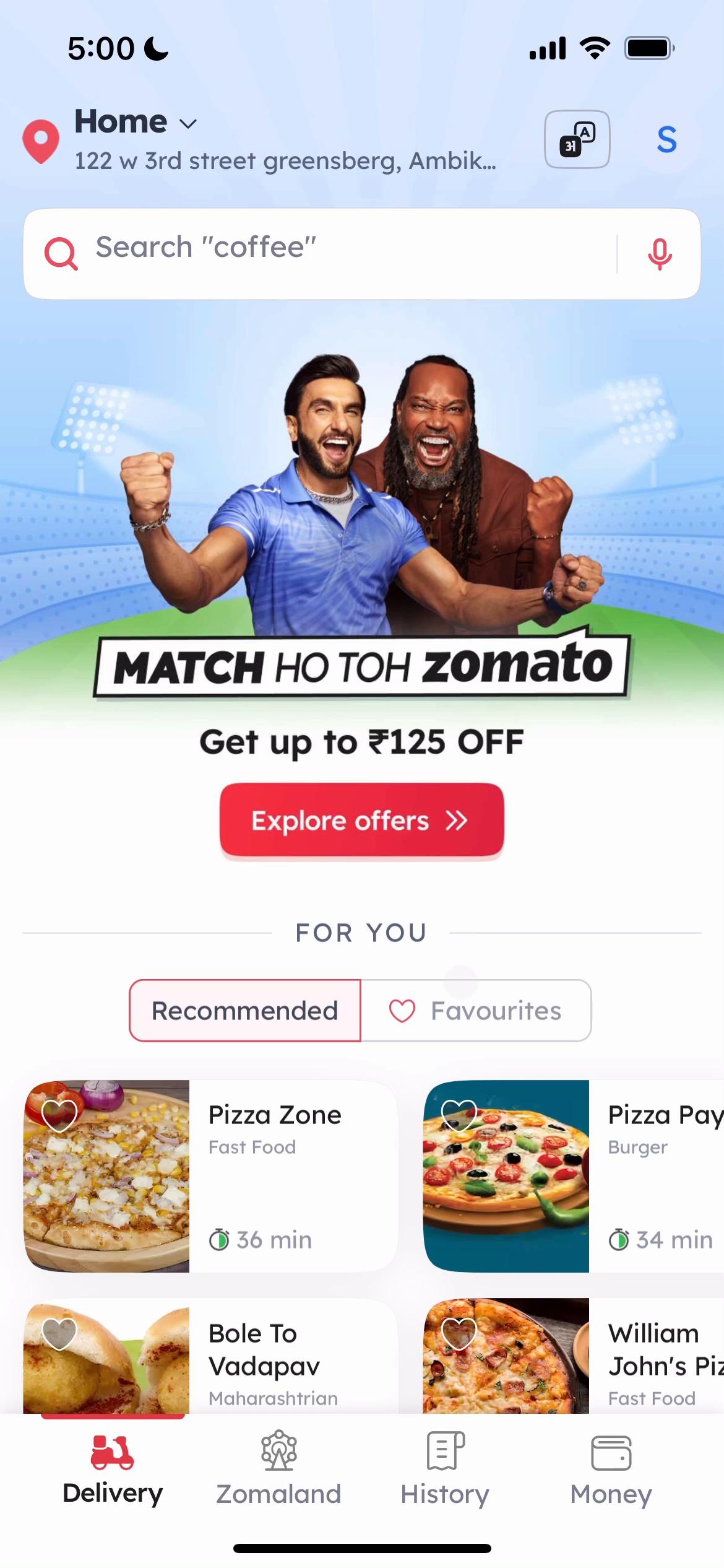 Screenshot of Leaving a review on Zomato