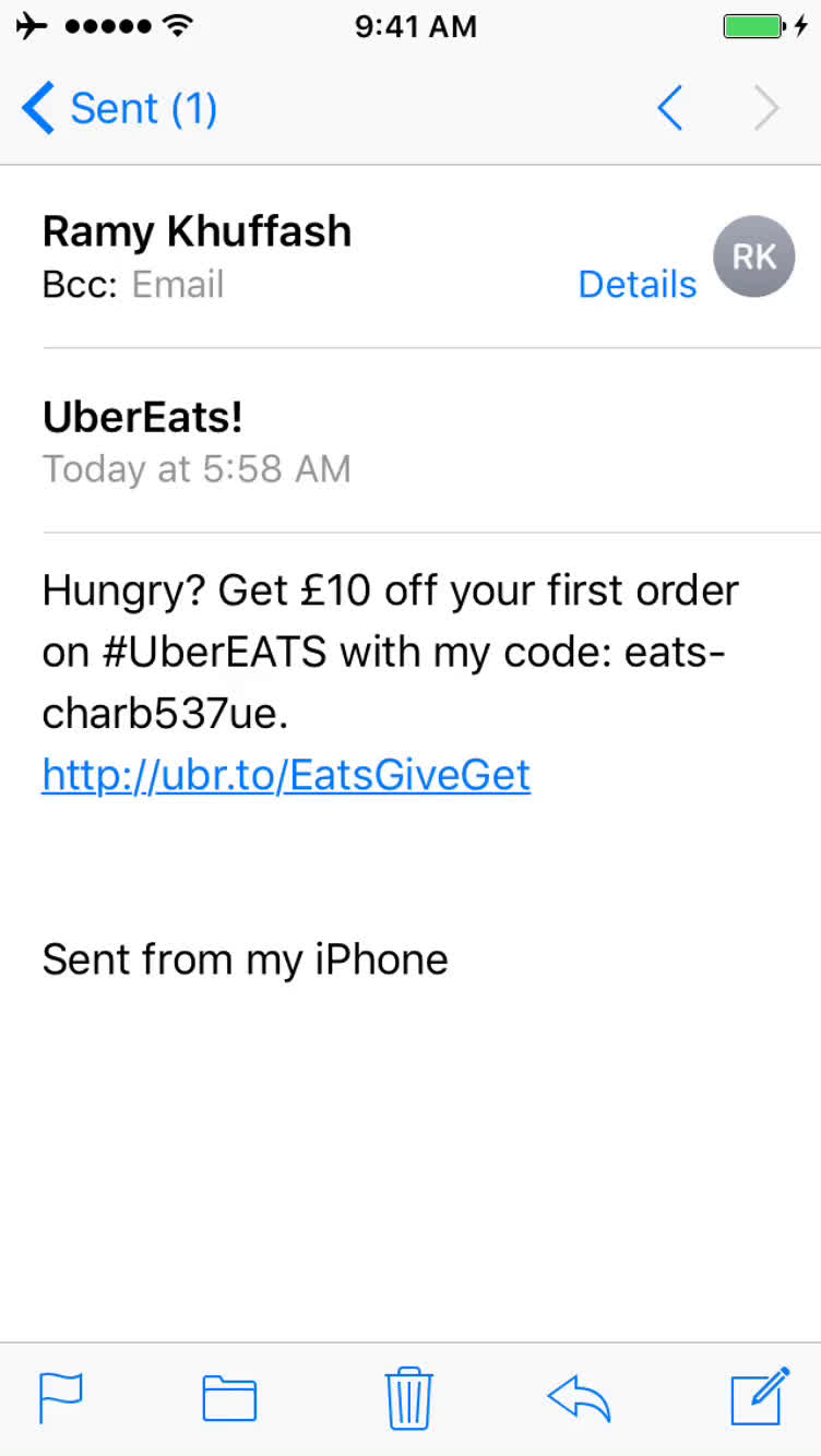Screenshot of Promo codes on Uber Eats