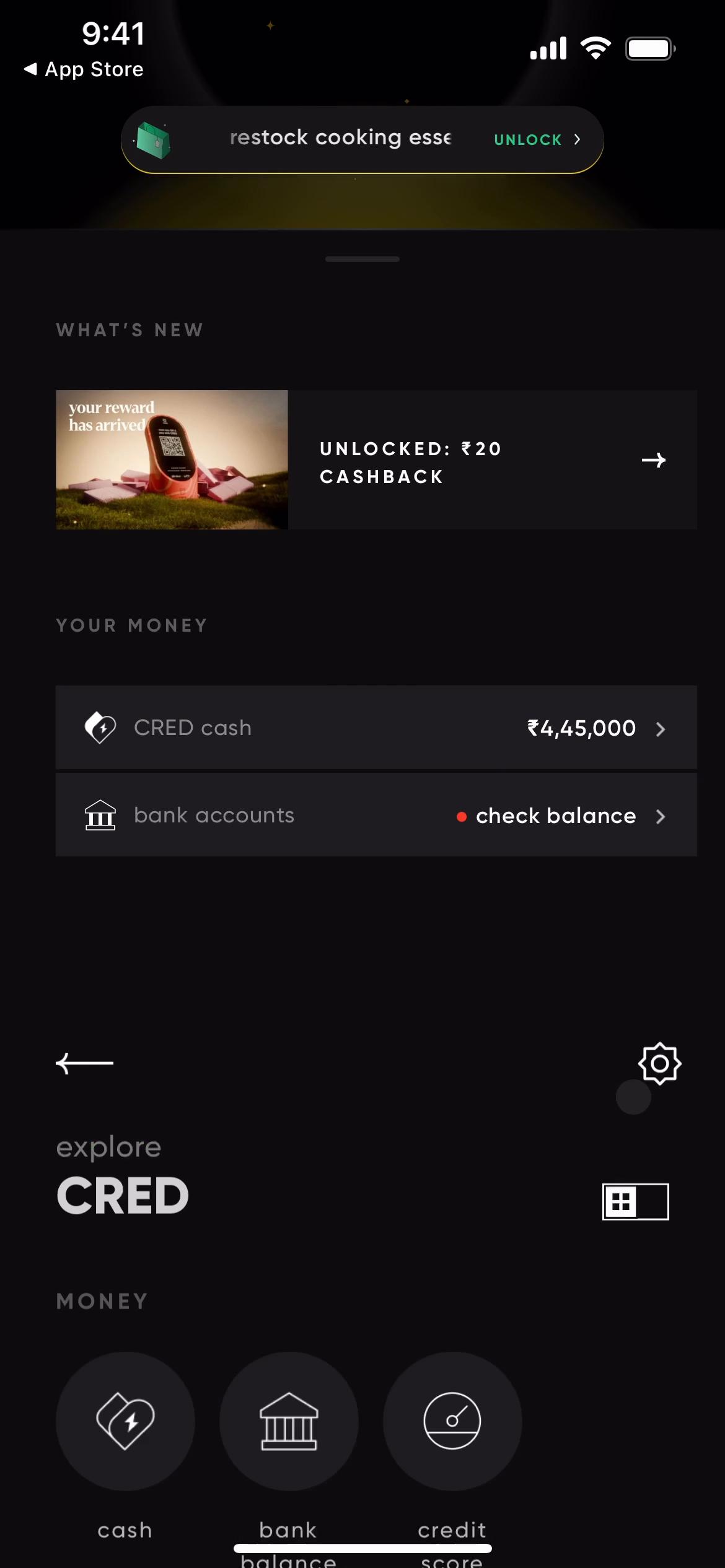 Screenshot of Updating your profile on CRED