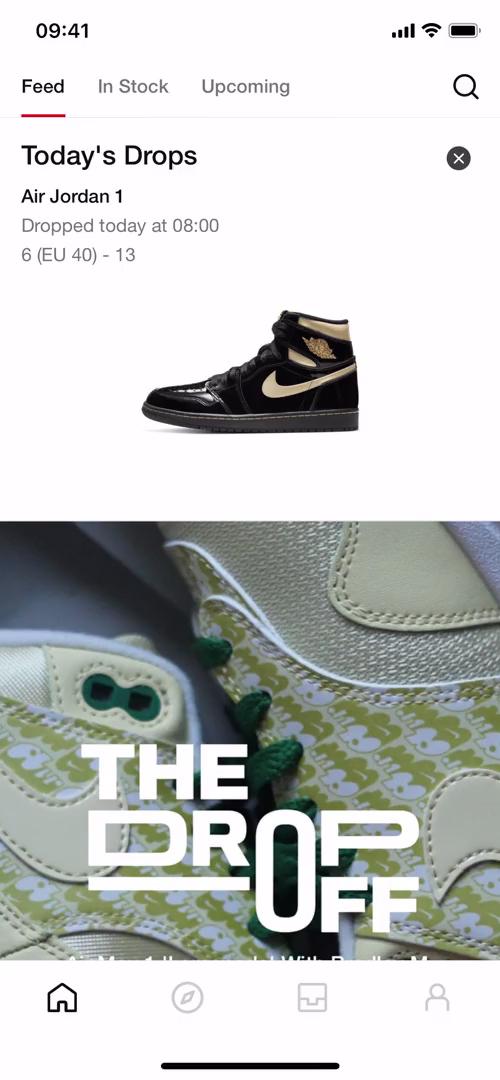 Screenshot of Filtering on SNKRS by Nike