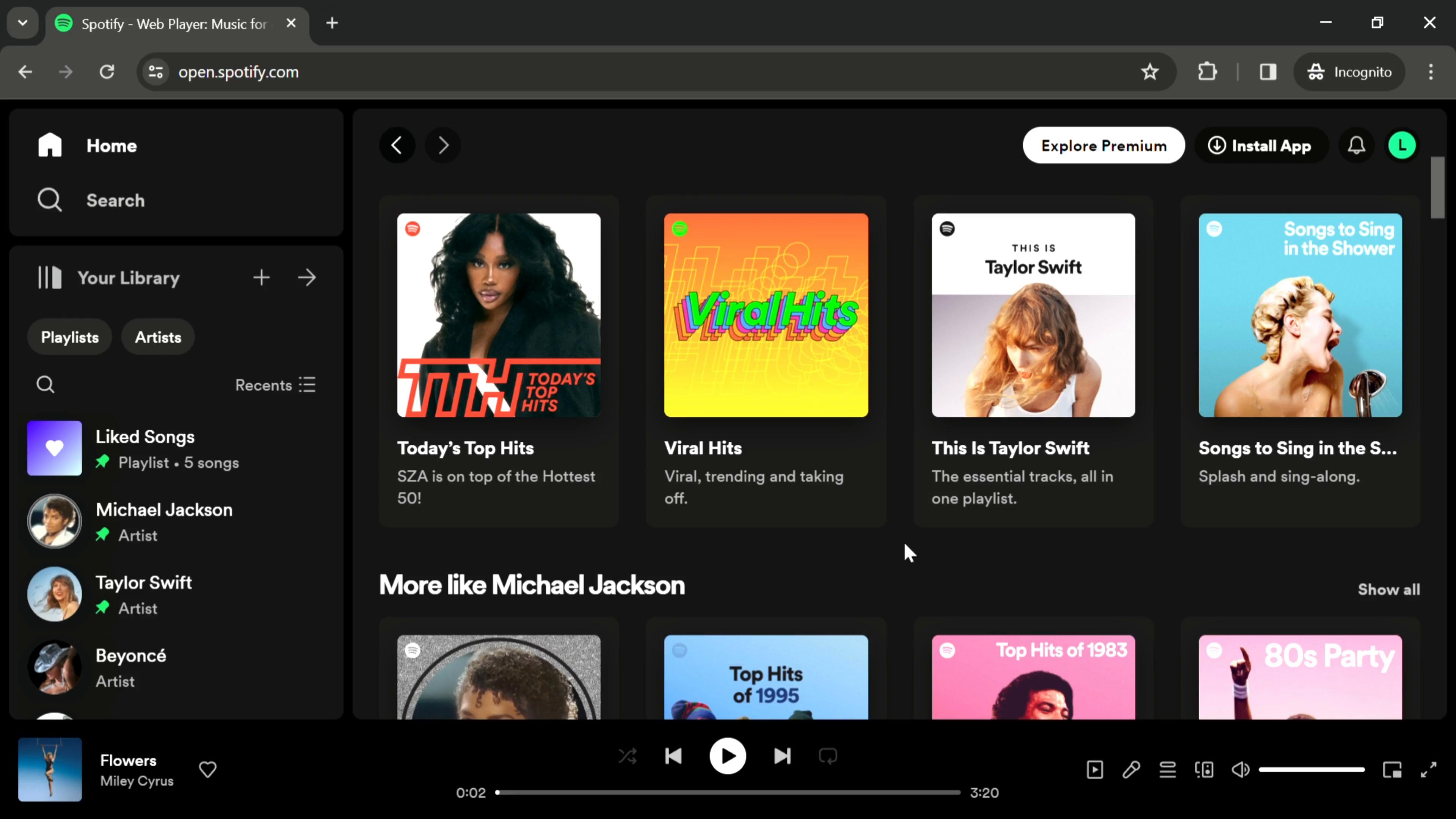 Screenshot of Searching on Spotify
