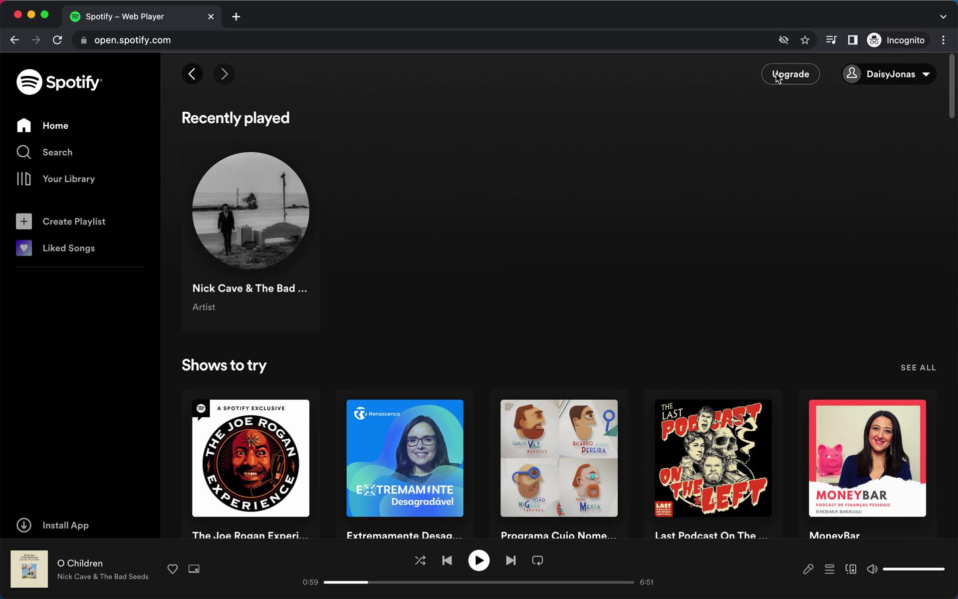 Screenshot of Upgrading your account on Spotify