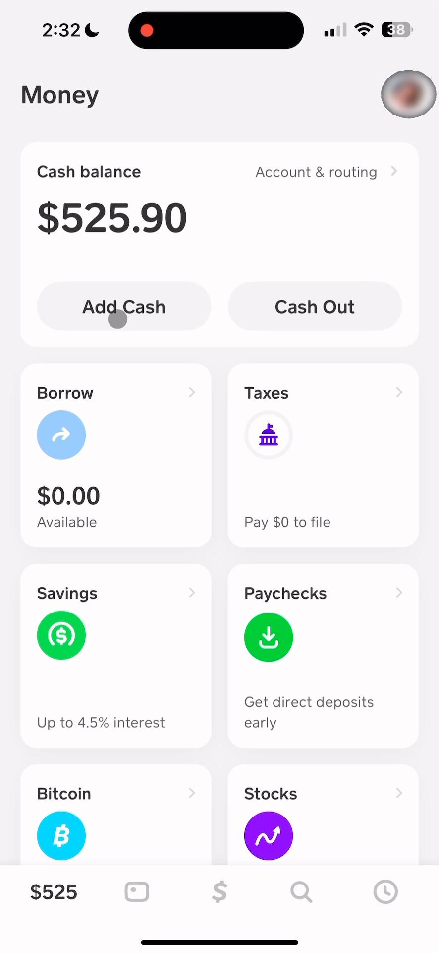 Adding cash on Cash App video screenshot