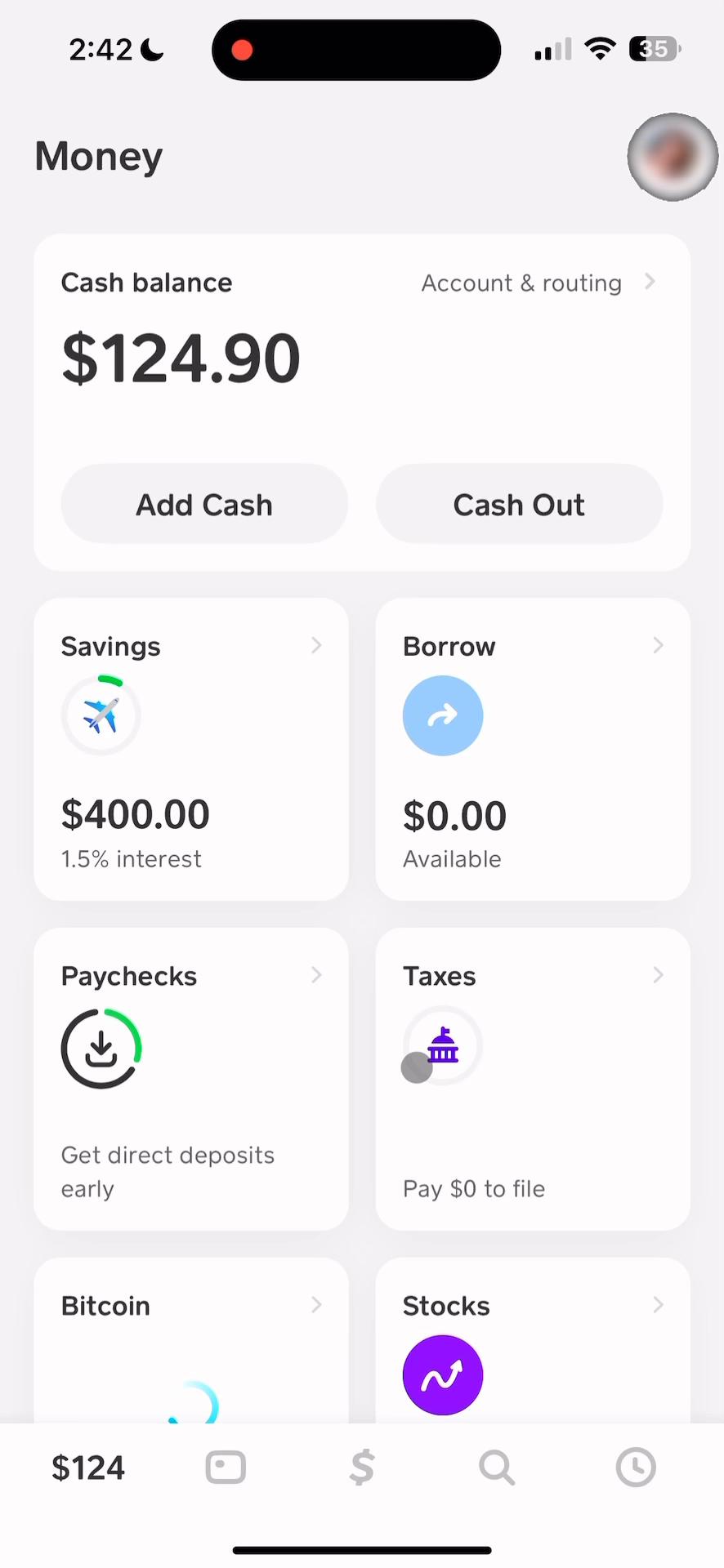 Searching stocks on Cash App video screenshot