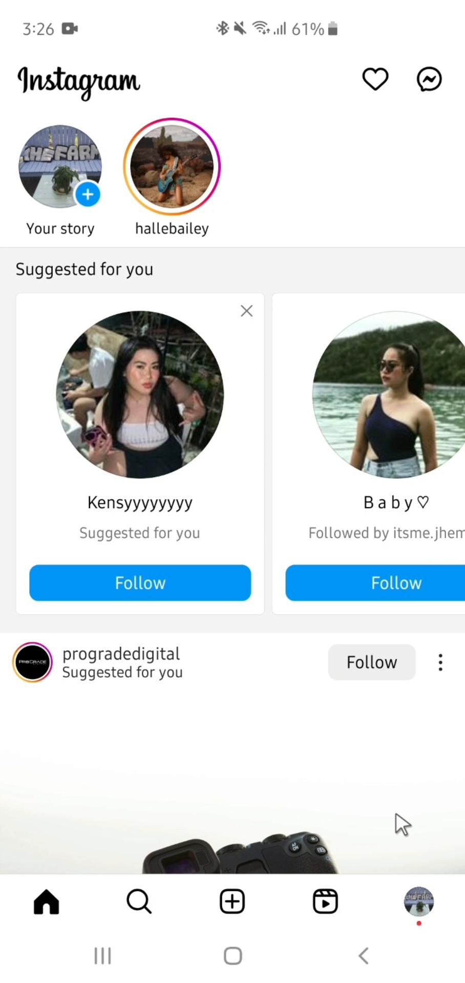 Sharing profile on Instagram video screenshot