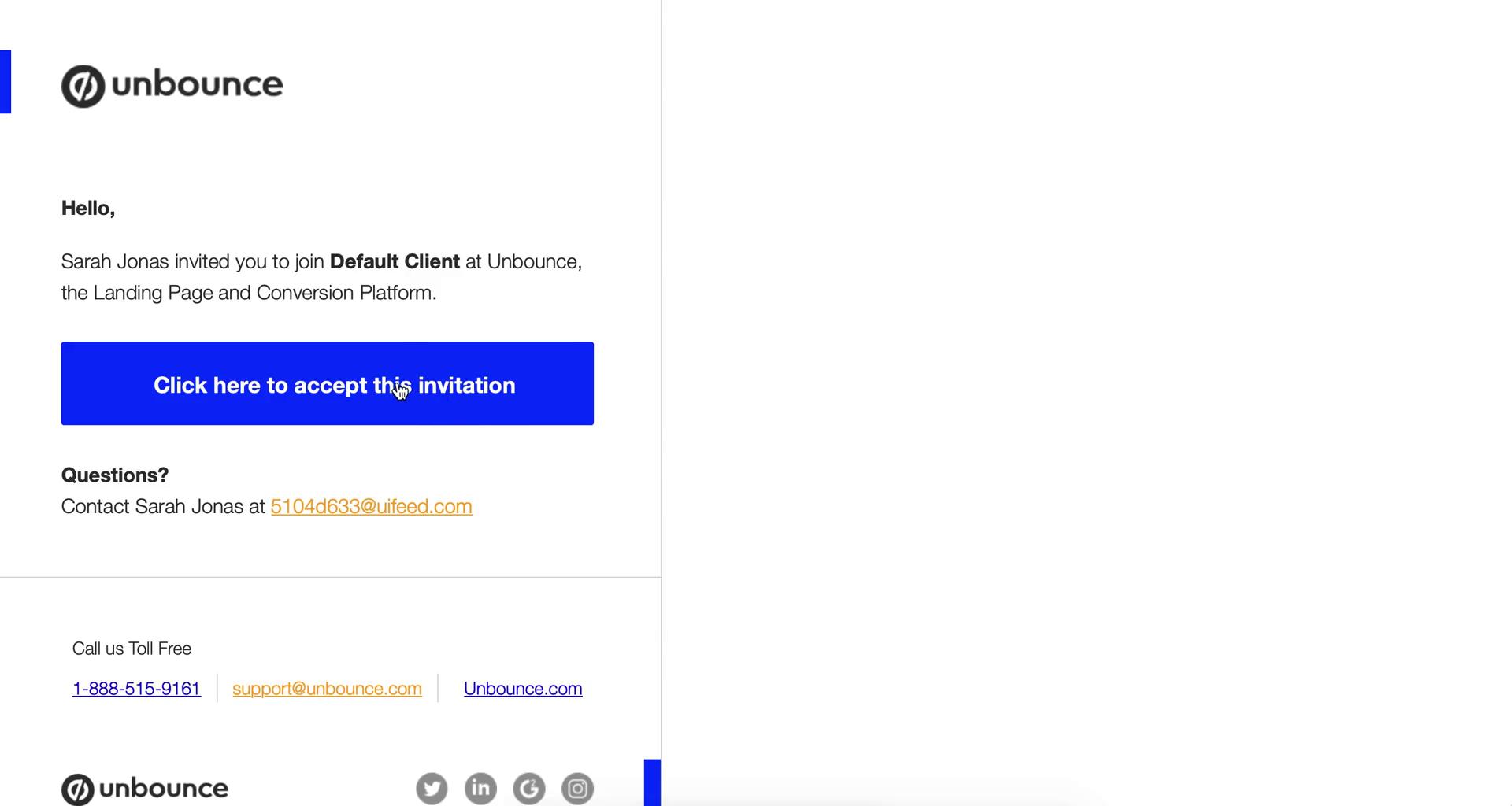 Accepting an invite on Unbounce video screenshot