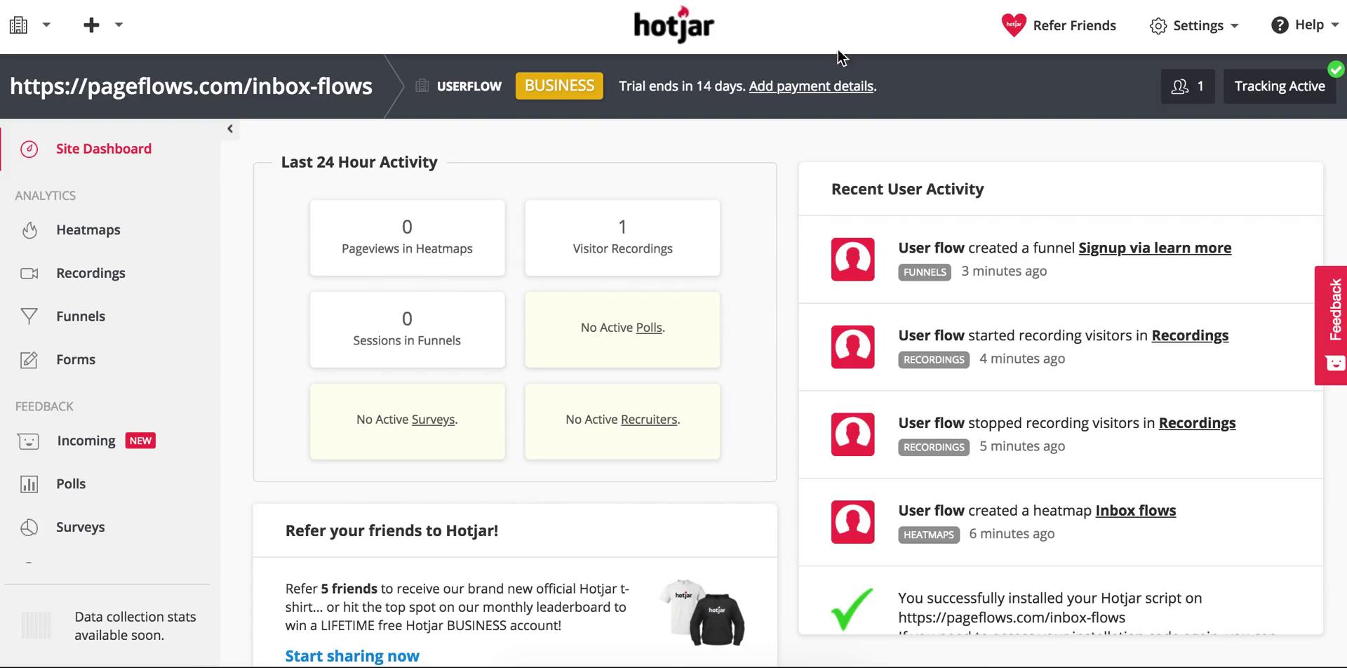 Adding payment details on Hotjar video screenshot