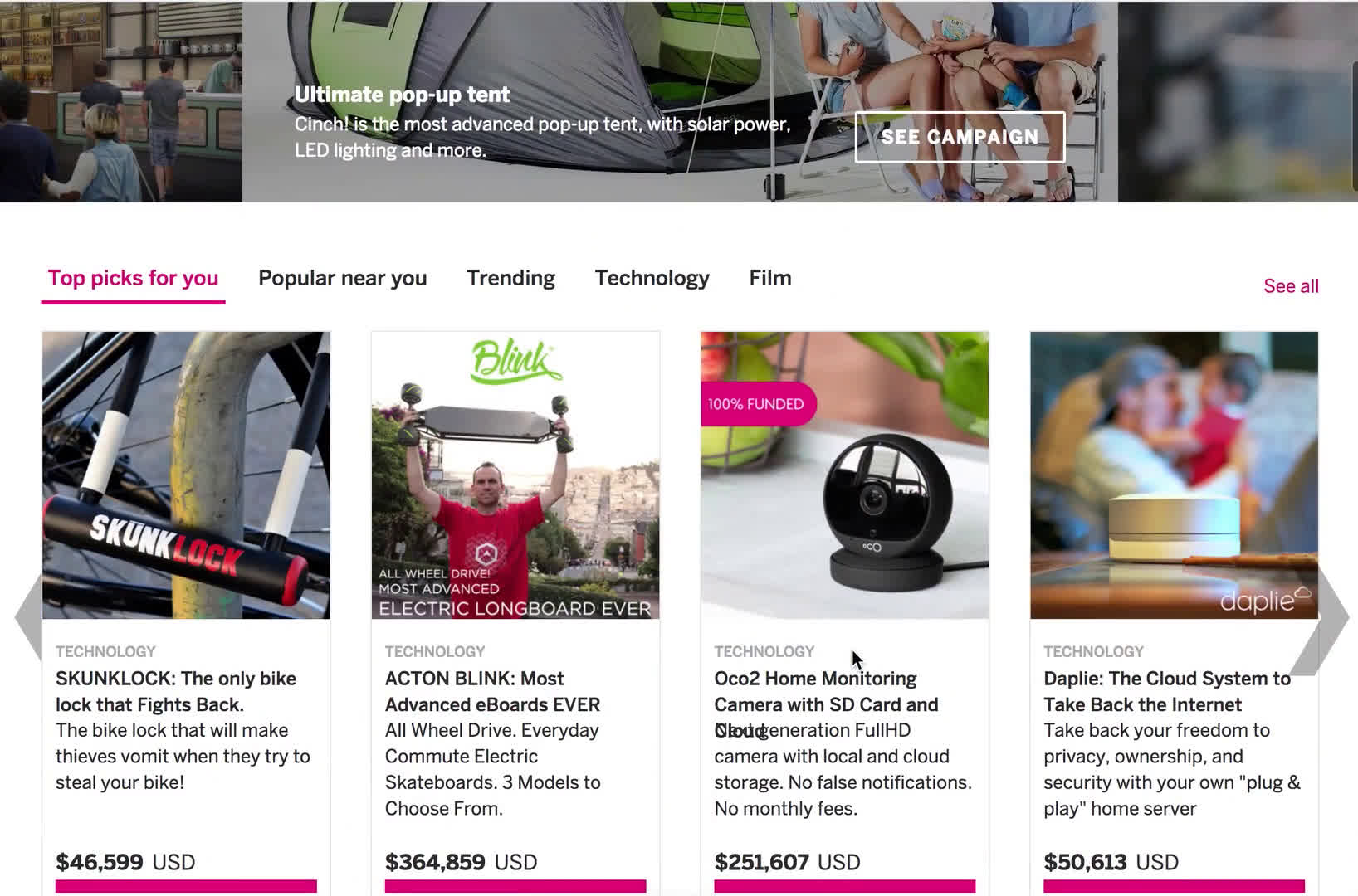 Screenshot of Backing a project on Indiegogo