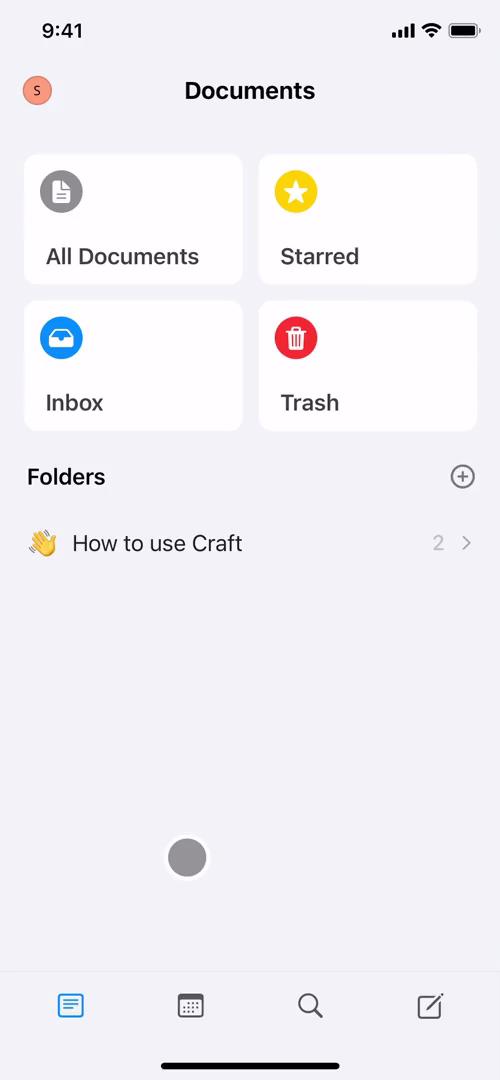 Screenshot of Searching on Craft