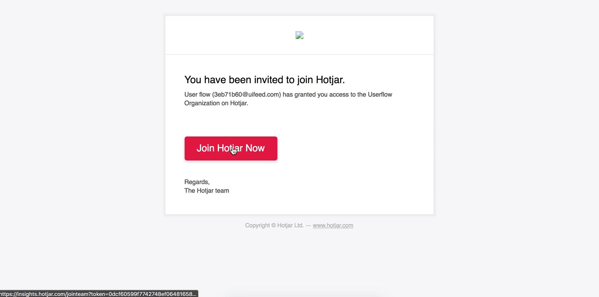 Accepting an invite on Hotjar video screenshot
