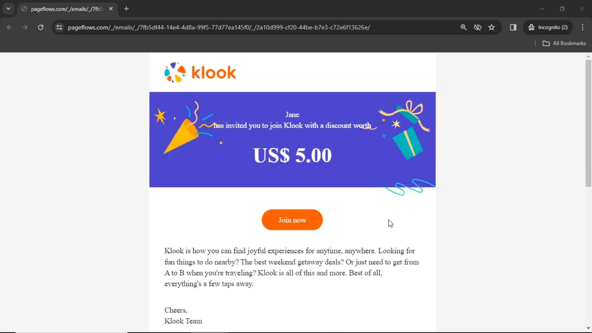 Accepting an invite on Klook video screenshot