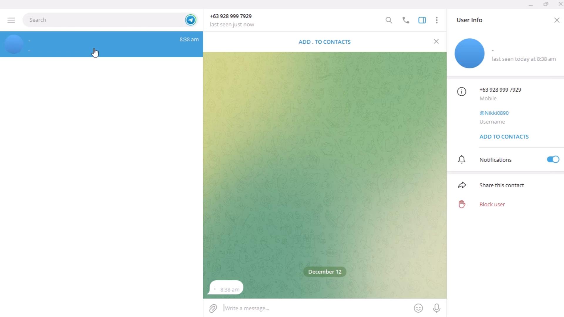 Chatting on Telegram video screenshot