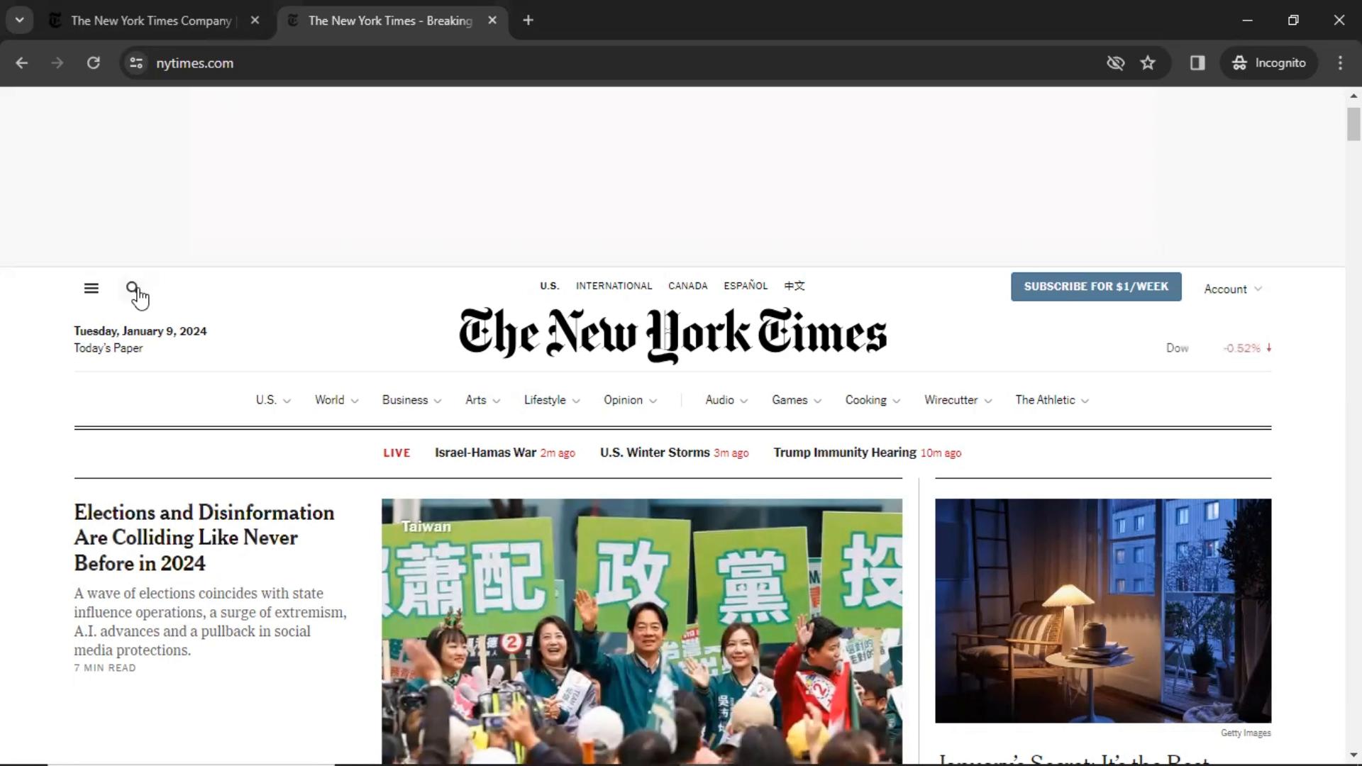 Searching on The New York Times video screenshot