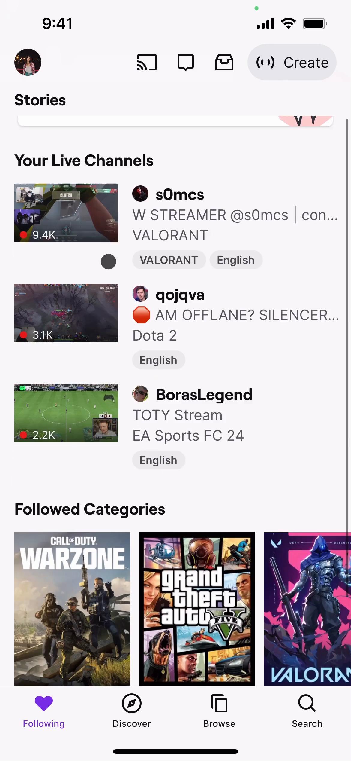 Screenshot of General browsing on Twitch