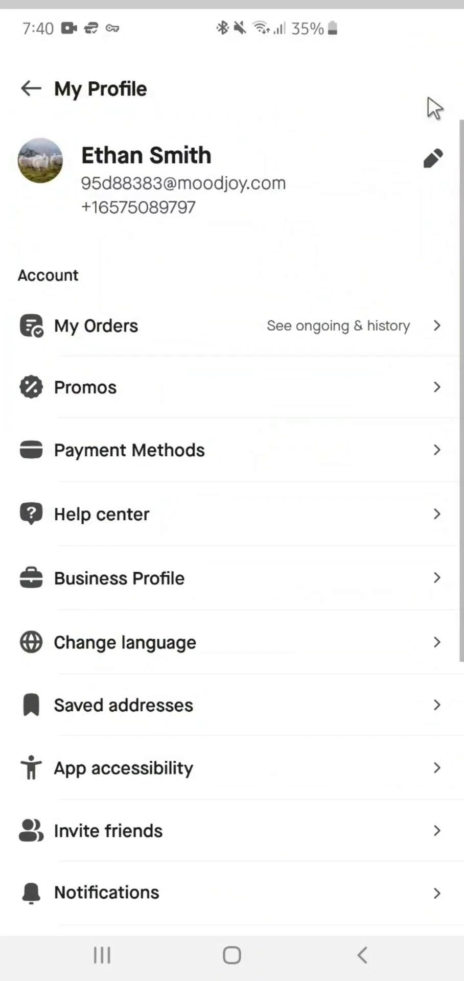 Screenshot of Updating your profile on Gojek