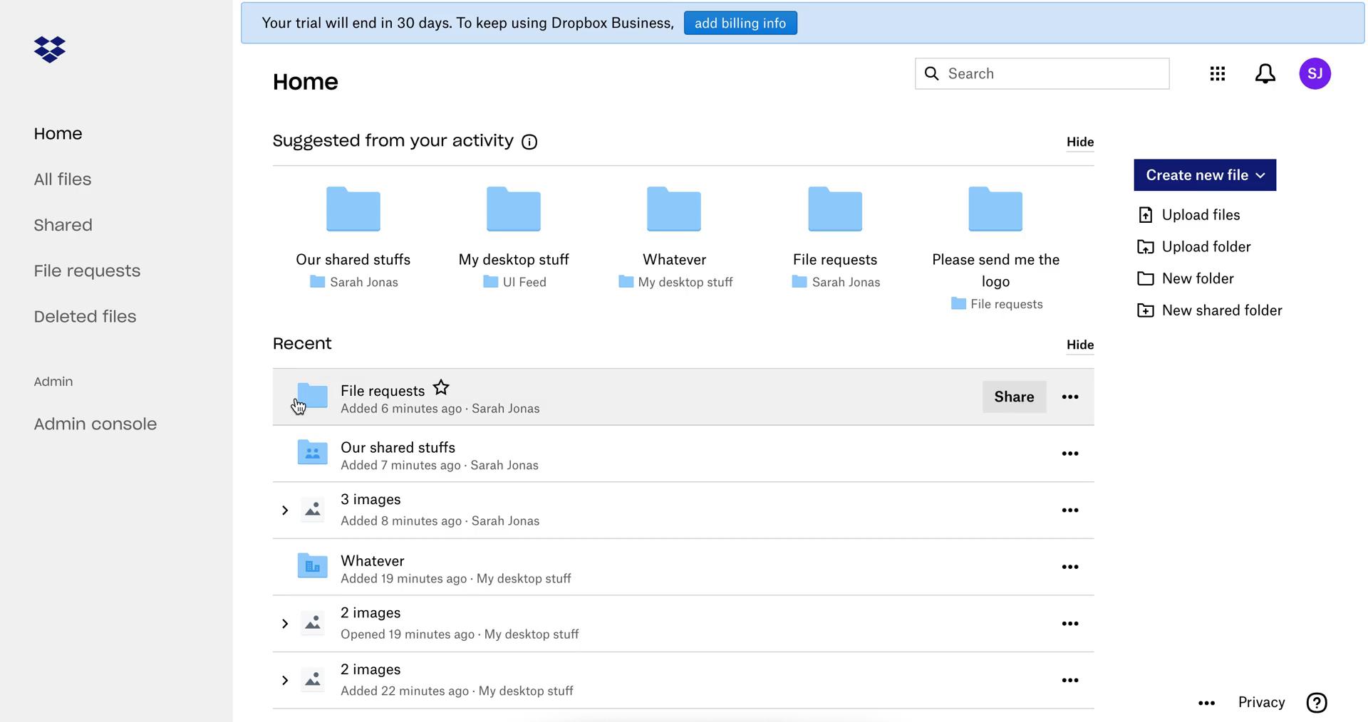 Screenshot of Downgrading your account on Dropbox